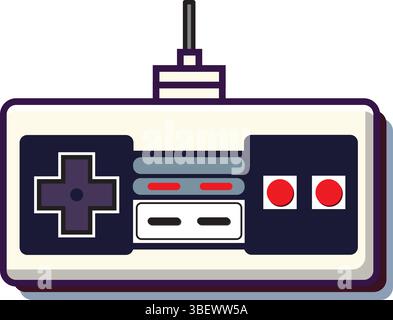 Retro 90s Gamepad Controller Illustration on White Background Stock Vector