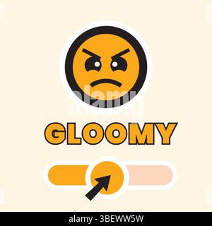 Mood Face Cartoon Glommy with Orange color, and arrows as pointers. Suitable for game kids Stock Vector