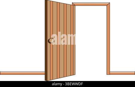 Illustration Open Door in Classcic Home Style Stock Vector