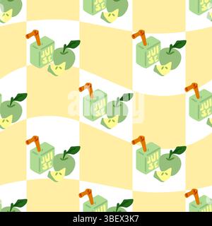 Green Apple Juice Pattern Design Stock Vector