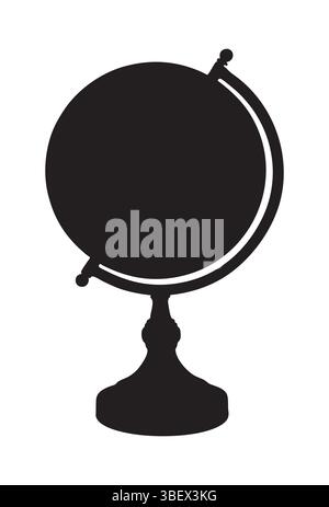 Silhouette of a globe on a stand, a symbol of world exploration, geography, and knowledge. Stock Vector