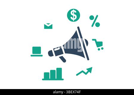 Marketing icon. solid icon style. icon related to branding. business elements vector illustration Stock Vector