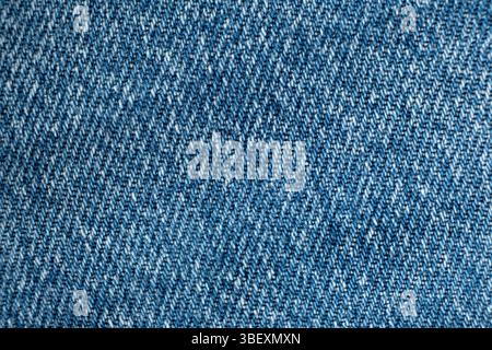 Blue Denim Textile Background. Cotton Jeans Macro Top View. Stock Photo