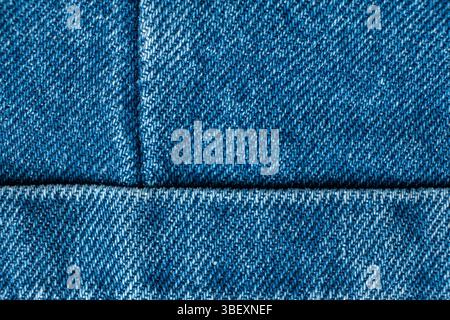 Detailed View of Woven Blue Denim Threads Stock Photo