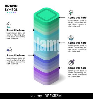 Infographic template with icons and 5 options or steps. Isometric tower. Can be used for workflow layout, banner, diagram, webdesign. Vector illustrat Stock Vector