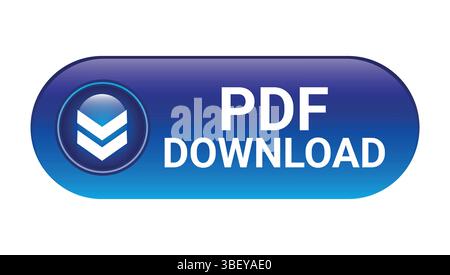 blue pdf download button with arrow icon used for website, document access or digital resources Stock Vector