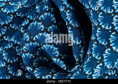 One hundred percent polyester fabric macro top view. Stock Photo