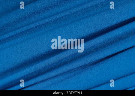 Macro Texture Polyester Blue Fabric. Stock Photo