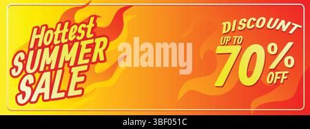 hottest summersale text inside flaming fire concept. summer sale banner template vector illustration Stock Vector