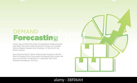 shipping card board with pie chart and arrow chart for demand forecasting production concept. clean coorporate screen size for print, presentation or Stock Vector