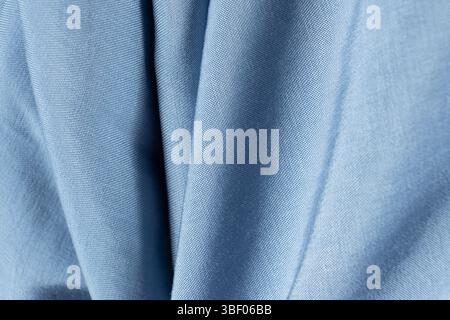 Blue Polyester Elastane Fabric Close-up. Stock Photo