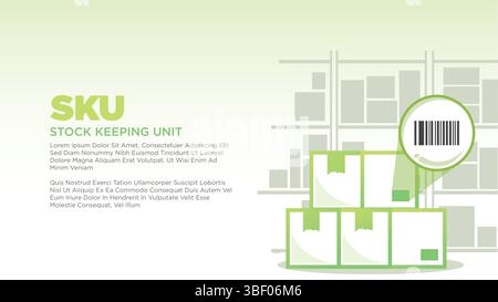 stock keeping unit (SKU) concept. clean coorporate screen size for print, presentation or web template vector illustration Stock Vector