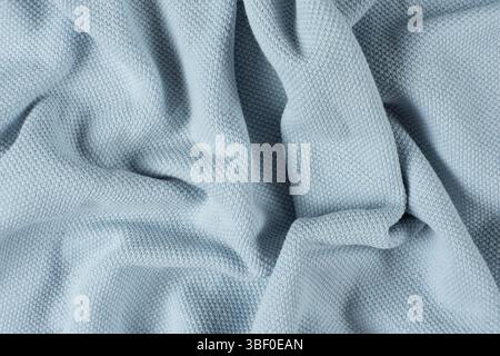 Abstract fabric blue cotton background macro texture. Stock Photo