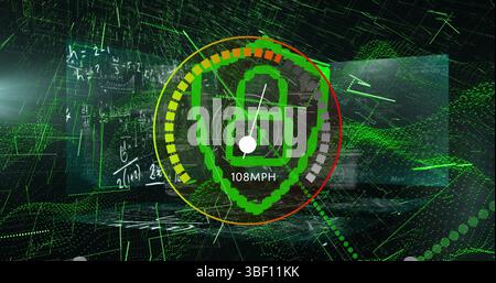 Image of data processing over black background Stock Photo