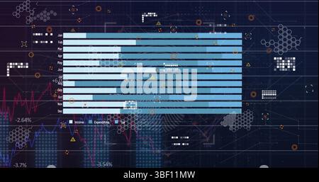 Image of data processing over black background Stock Photo
