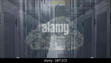 Image of digital cloud over server room Stock Photo