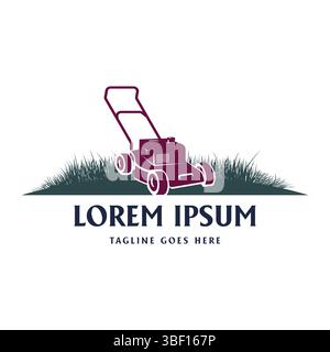 Simple Minimalist Lawn Mower or Cutter Grass for Machine Product or Home Service Logo Design Vector Stock Vector