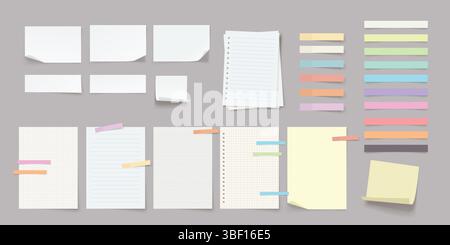 paper sheets with helpful stickers in set Stock Vector