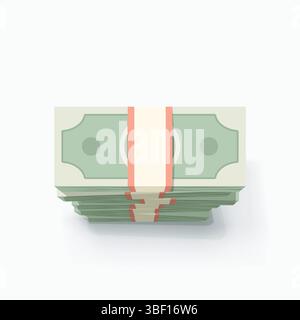 top view on money stack on white Stock Vector