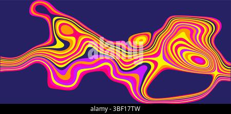Abstract Curved Design with Vibrant Color Gradients in a Vector Background Illustration is Perfect for Artistic and Psychedelic-Themed Projects or Stock Vector