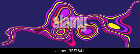 Dynamic Vector Illustration and Abstract Background Featuring Multicolored Wavy and Curved Shapes on a Dark Background in a Modern and Vibrant Design Stock Vector