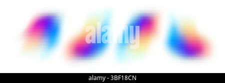 Abstract Vector Illustration Showing Vibrantly Colored Gradient Patterns, Blurred and Distorted Across a Horizontal Plane, Creating a Dynamic and Stock Vector