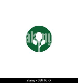 Green flat leaves. Leaf organic icon vector Stock Vector