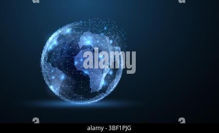 Globe. Polygonal wireframe mesh icon with crumbled edge looks like constellation. Concept illustration or background Stock Vector