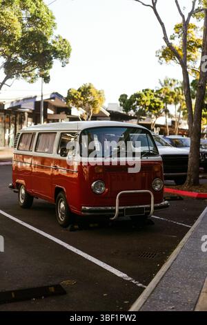Retro mini van camper side view isolated on white Stock Photo - Alamy