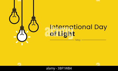 Stylized light bulbs hanging against a vibrant yellow backdrop communicate creativity and innovation. Stock Vector