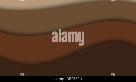 Abstract layers in varying shades of brown create a soft, wavy background with subtle shadows providing depth, suitable for website headers and presen Stock Vector