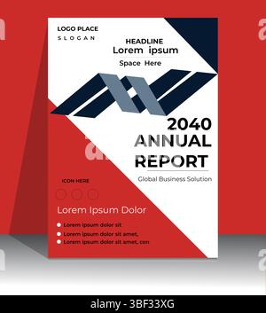 Modern 2040 Annual Report Cover Design Template Stock Vector