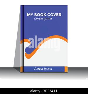 Modern Book Cover Design with Dynamic Blue and Orange Waves Stock Vector