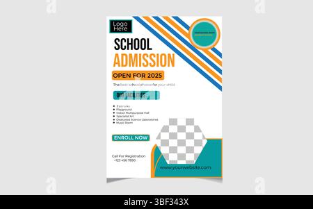 Modern School Admission 2032 Social Media Post Design Stock Vector