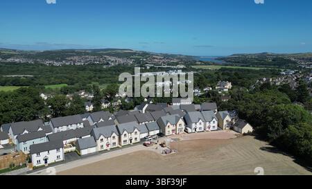 Newton Abbot, South Devon, England: DRONE VIEW: New build houses on green belt land in the village of Highweek on the outskirts of Newton Abbot (2). Stock Photo