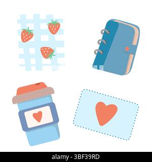 Set of journaling elements. Coffee cup and planer. Stock Vector