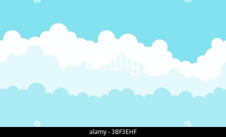 Seamless cloud sky cartoon background. Simple border blue sky nature seamless pattern. Vector illustration. Stock Vector