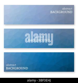 Set of three blue banners in low poly art style. Background with place for your text. Vector illustration Stock Vector