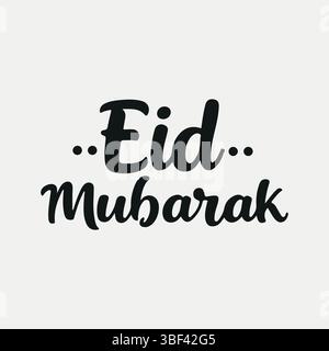 Eid Mubarak lettering card. Vector calligraphy isolated on white background Stock Vector
