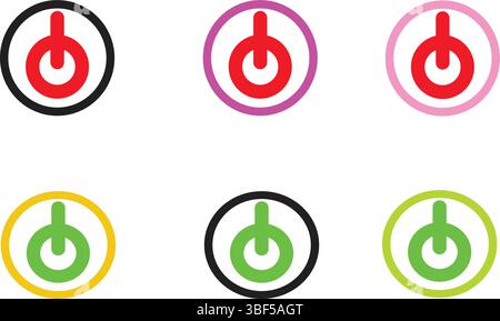 Power Button Icon Vector Set with Glowing Neon Effect for Digital Energy Tech Interface Concepts Stock Vector
