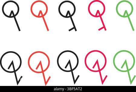 Pointer Arrow and Location Marker Vector Icons with Hand Drawn Outline Style for Maps and UI Stock Vector