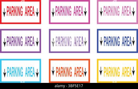 Bold parking fee labels in colored boxes for digital dashboard, web layouts, or posters. Stock Vector