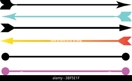 Minimalist horizontal arrow set for directional navigation, ui interface, and motion illustration. Stock Vector