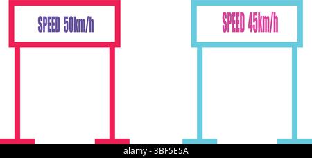 Dual color speed limit poles with clean font for traffic regulation, urban map, or sign design Stock Vector