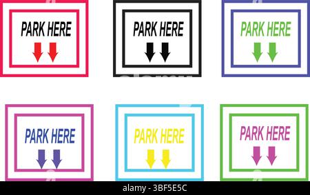 Color coded parking sign icons with pricing display for smart city, urban design, or app ui Stock Vector