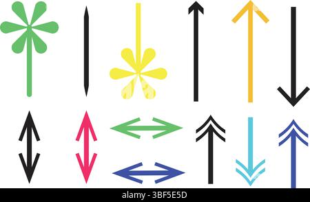Colorful multi-directional arrows set for infographics, road signs, and navigation ui design. Stock Vector