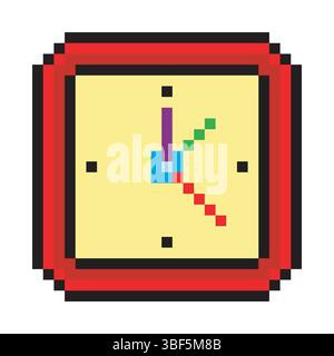 Clock in pixel art style Stock Vector
