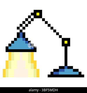 Desk lamp in pixel art design Stock Vector