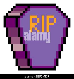Helloween coffin in pixel art style Stock Vector