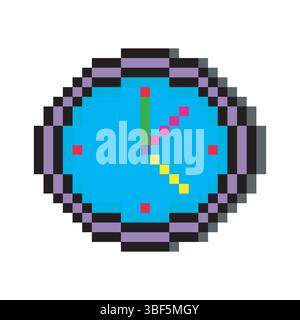 Clock in pixel art style Stock Vector